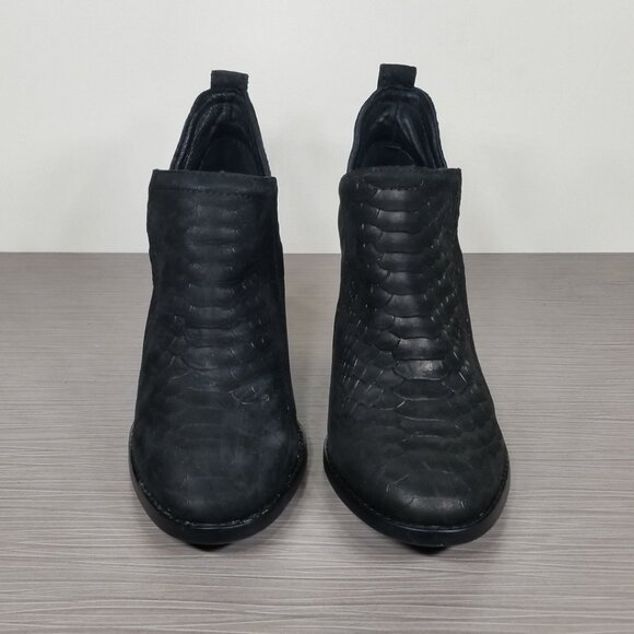 Jeffrey Campbell Rowlan Snakeskin Embossed Bootie, Black Leather, Womens Size 7 - Picture 3 of 11